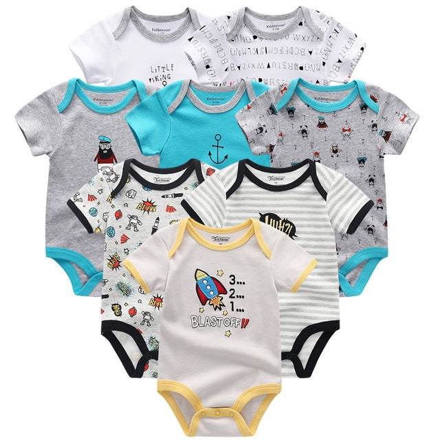 Little Gigglers World 8 Pcs Set Baby Unisex Newborn Cotton Bodysuit Jumpsuits