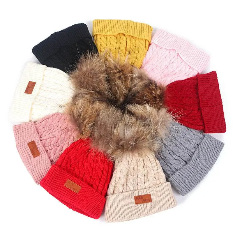 Little Gigglers World Warm Cozy Kids Cute Hat with Furry Pom