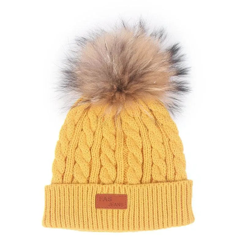 Little Gigglers World Warm Cozy Kids Cute Hat with Furry Pom