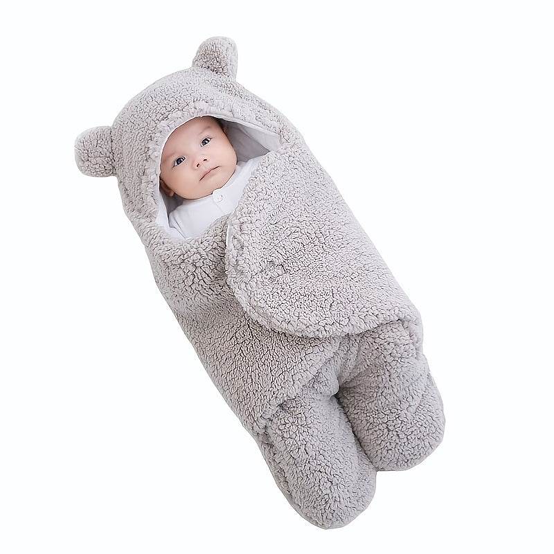 Winter Baby Sleep Sack – Plush Bear Swaddle Wrap for Newborns (0–10 Months) | Breathable Cotton & Adjustable Fit