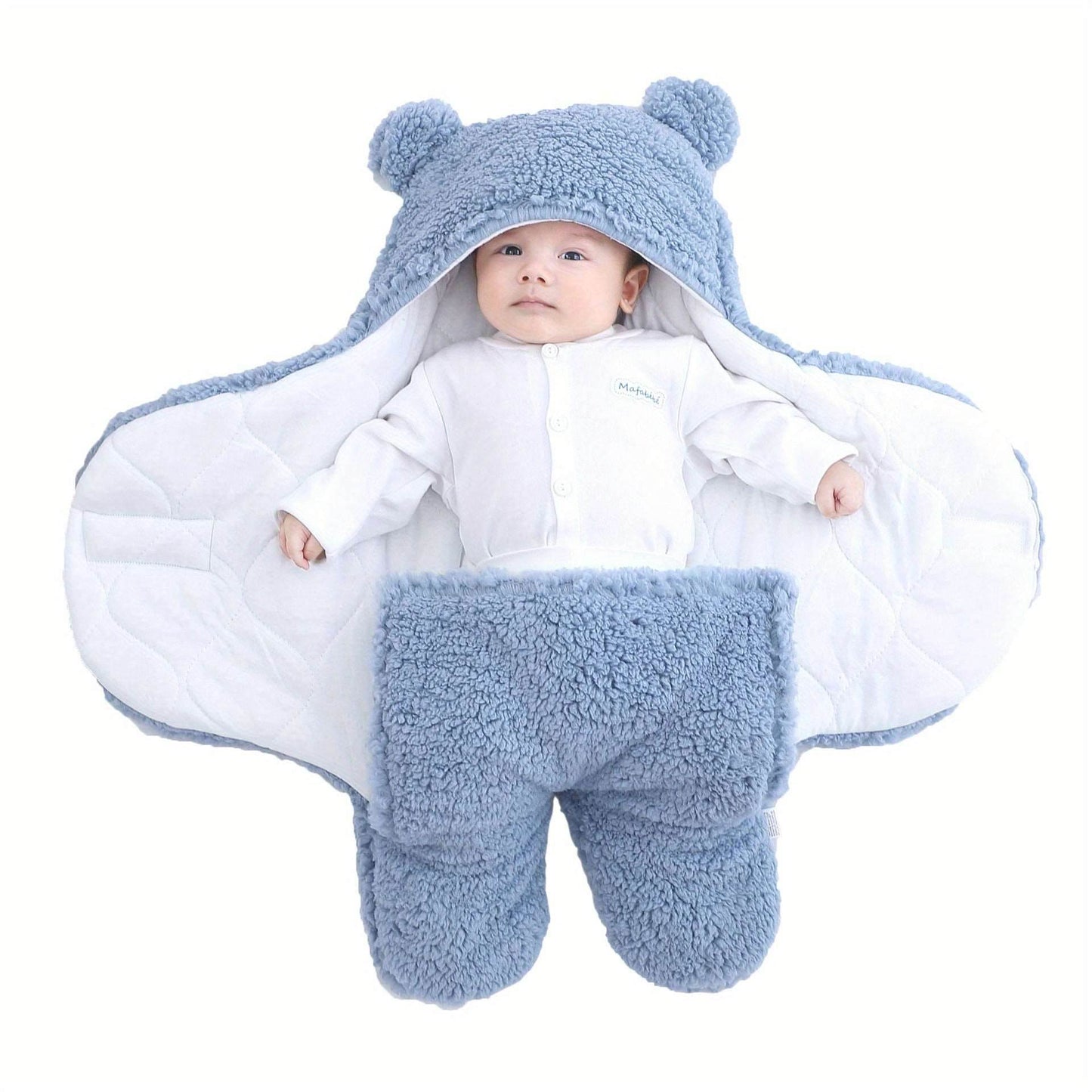 Winter Baby Sleeping Bag – Soft Cotton Bear Swaddle for Newborns