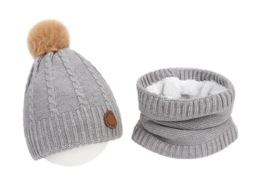 Kids Cozy Fleece-Lined Knitted Hat and Scarf
