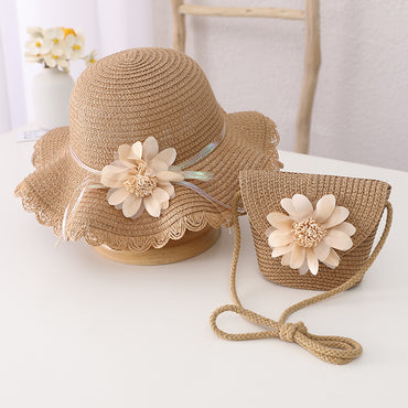 Children’s Floral Sunshade Hat Backpack Set