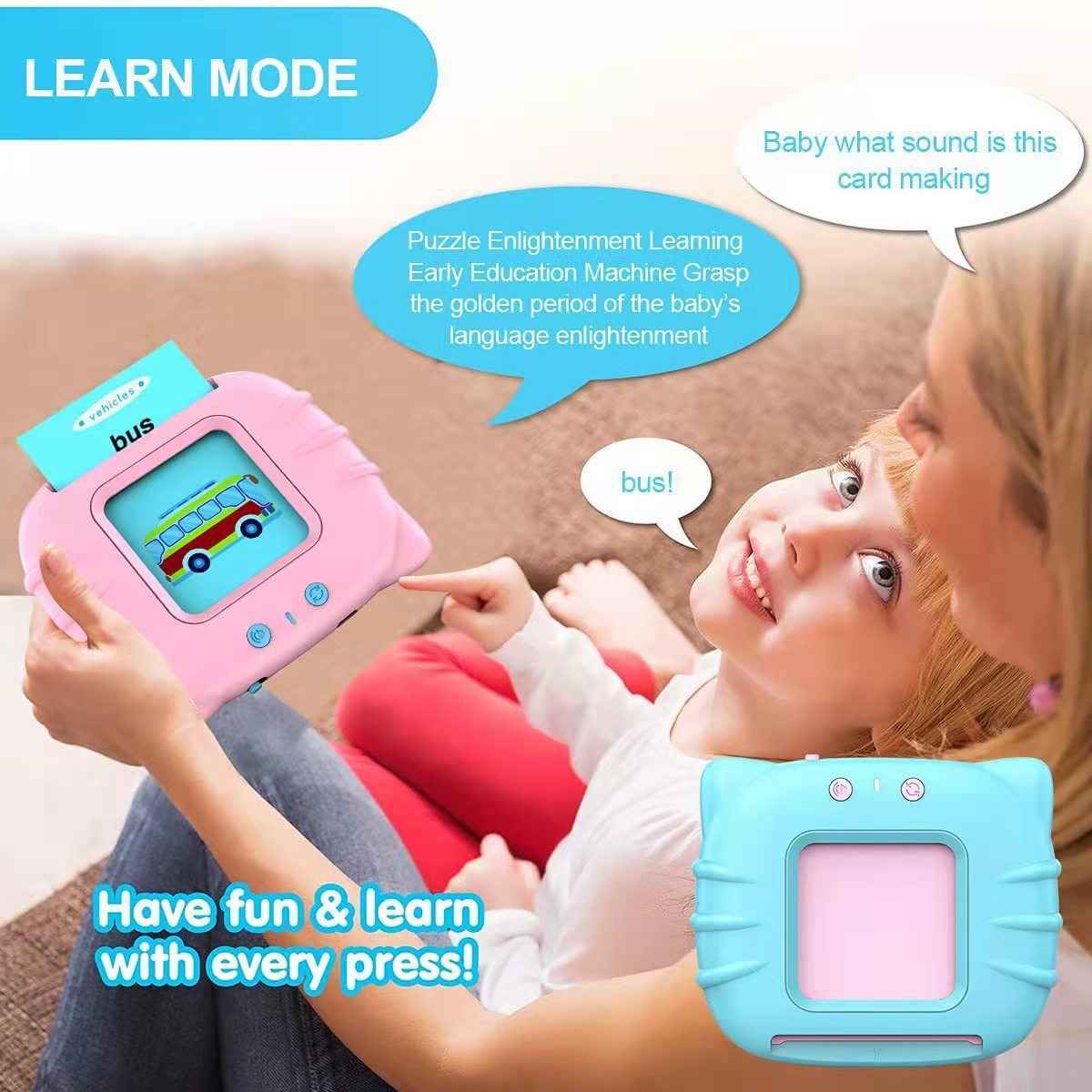 Talking Flash Cards for Toddlers 1-4 Years Old, Language Learning & Montessori Learning Tool, Pocket Speech Therapy Device, Children's Sensory Educational Toy