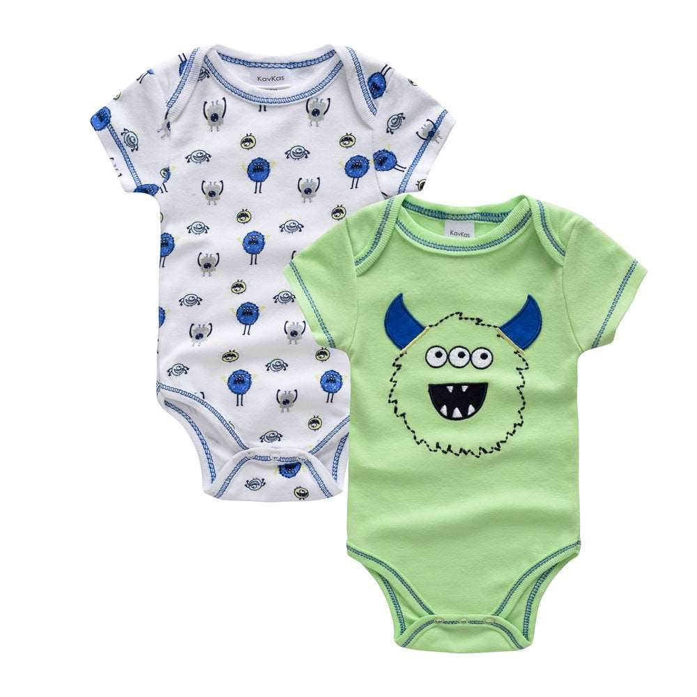 Little Gigglers World Sleeveless Cartoon Newborn Baby 2pcs Cotton Bodysuit