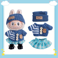 17cm Plush Doll Dressed in Plaid Outfit with Bow and Bag