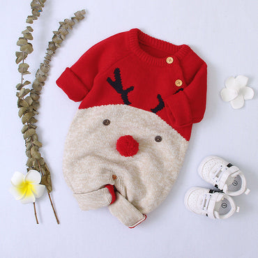 Little Gigglers World Unisex Christmas knitted Deer Romper Sweater