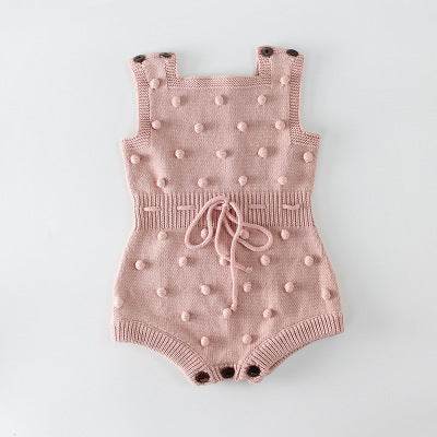 Little Gigglers World Hand Knitted Pink Colorful Baby Bodysuit Romper