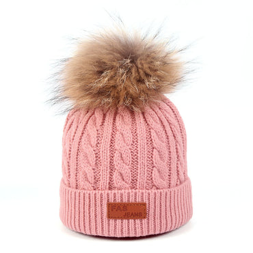 Cozy and Stylish Hat with Furry Pom for Kids