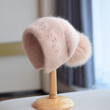 Little Gigglers World Kids Stylish Fox Fur Knitted Hat