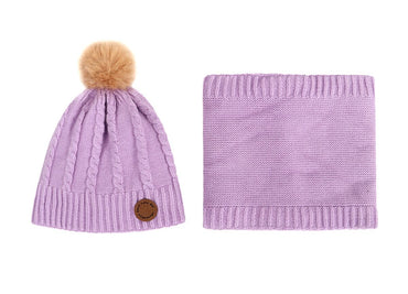 Stylish Children's Fleece-Lined Knit Hat and Scarf