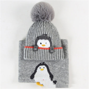 Little Gigglers World Kids Winter Penguin Hat Scarf Set