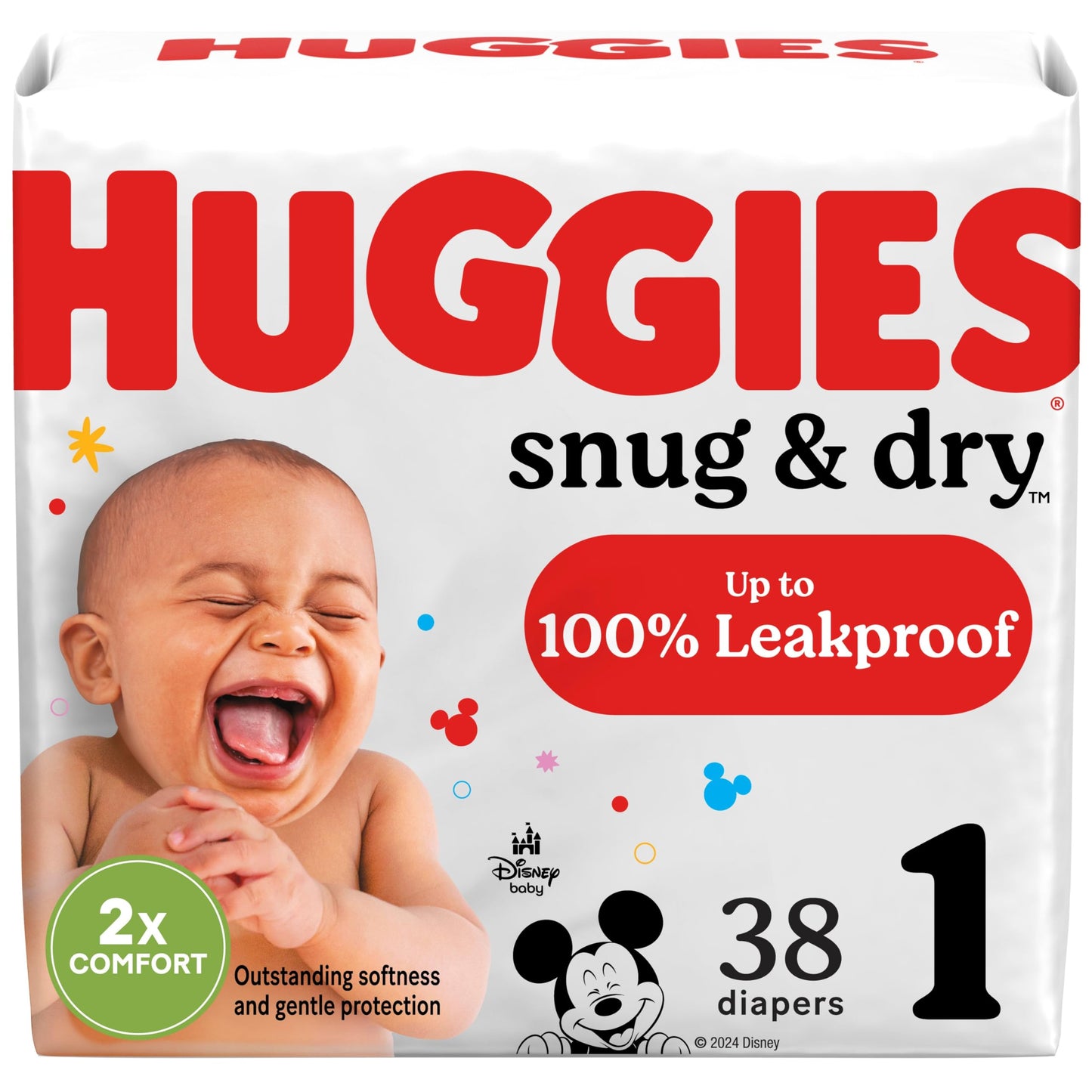 Huggies Size 1 Diapers, Snug & Dry Newborn Diapers, Size 1 (8-14 lbs), 128 Count, Packaging May Vary