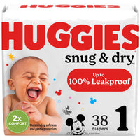 Huggies Size 1 Diapers, Snug & Dry Newborn Diapers, Size 1 (8-14 lbs), 128 Count, Packaging May Vary