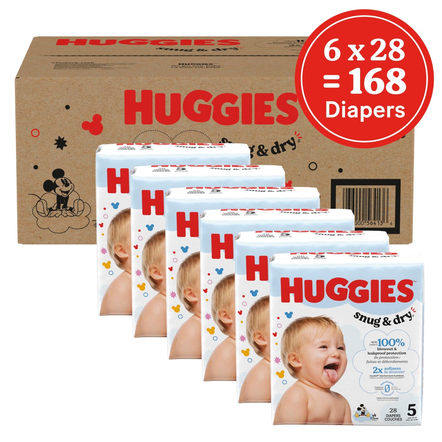 Huggies Size 1 Diapers, Snug & Dry Newborn Diapers, Size 1 (8-14 lbs), 128 Count, Packaging May Vary