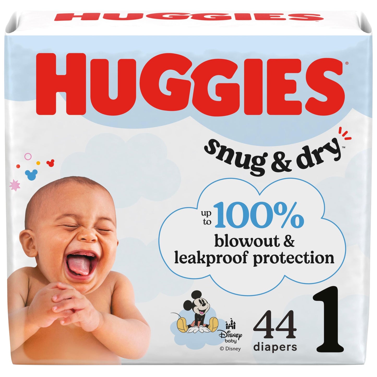 Huggies Size 1 Diapers, Snug & Dry Newborn Diapers, Size 1 (8-14 lbs), 128 Count, Packaging May Vary