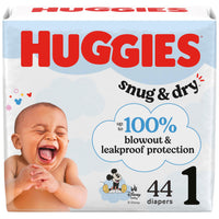 Huggies Size 1 Diapers, Snug & Dry Newborn Diapers, Size 1 (8-14 lbs), 128 Count, Packaging May Vary