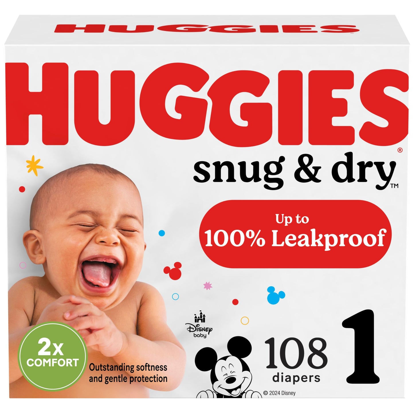 Huggies Size 1 Diapers, Snug & Dry Newborn Diapers, Size 1 (8-14 lbs), 128 Count, Packaging May Vary
