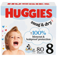 Huggies Size 1 Diapers, Snug & Dry Newborn Diapers, Size 1 (8-14 lbs), 128 Count, Packaging May Vary