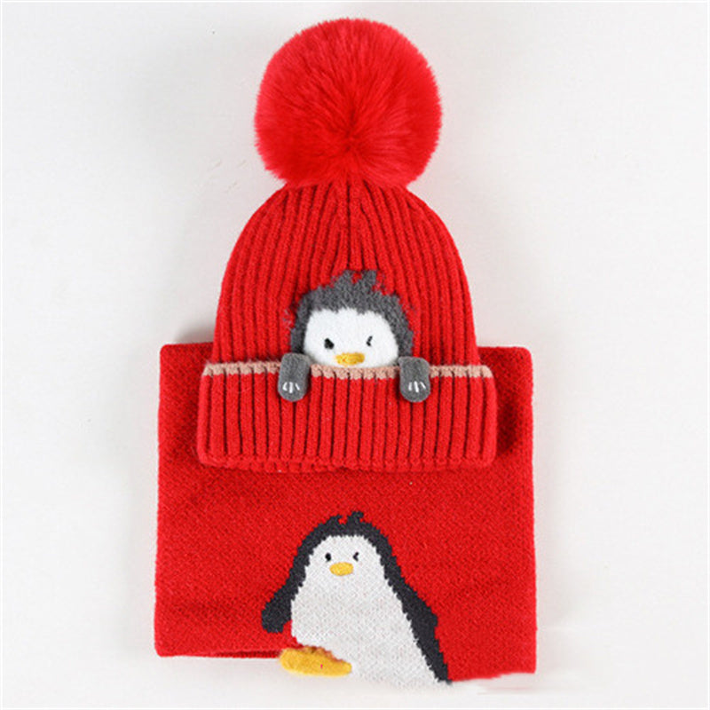 Little Gigglers World Kids Winter Penguin Hat Scarf Set - Little Gigglers World