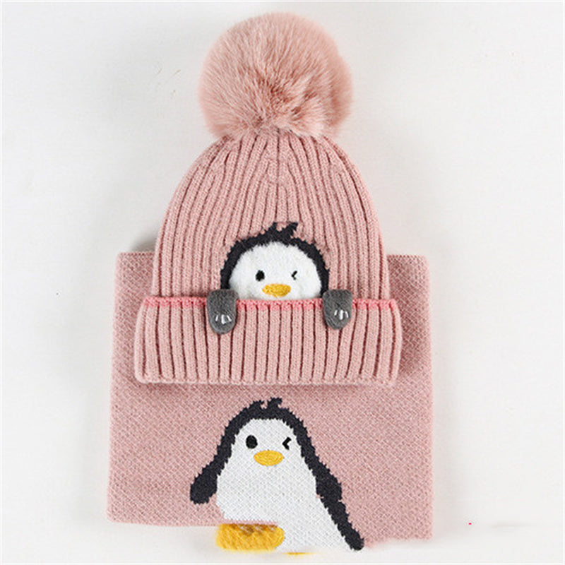 Little Gigglers World Kids Winter Penguin Hat Scarf Set - Little Gigglers World
