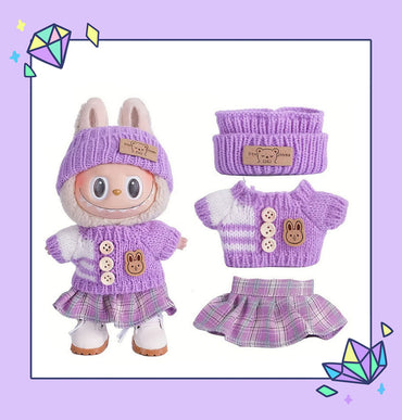 Classic Plaid Pattern Doll Dress with Matching Accessories