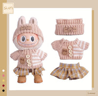 Doll Fashion Outfit Display – 17cm Plaid Dress and Mini Chain Bag