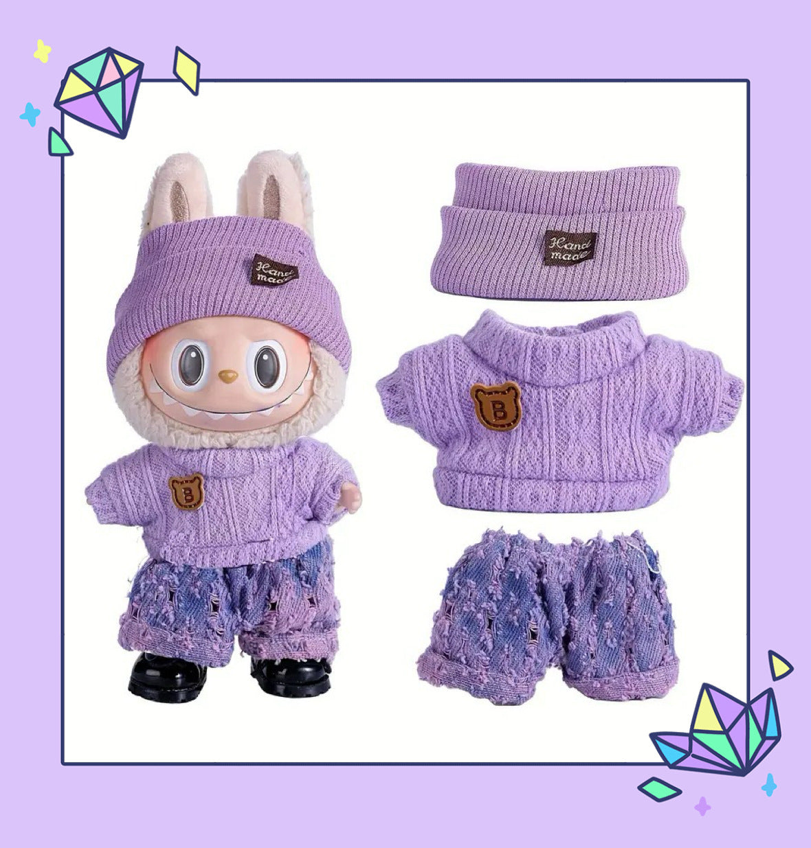 Easy-to-Wear Doll Outfit with Adjustable Fit for 17cm Plush Dolls