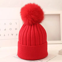 Little Gigglers World Kids Fox Fur Ball Knit Winter Hat 152ce3-2.myshopify.com
