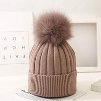 Little Gigglers World Kids Fox Fur Ball Knit Winter Hat 152ce3-2.myshopify.com