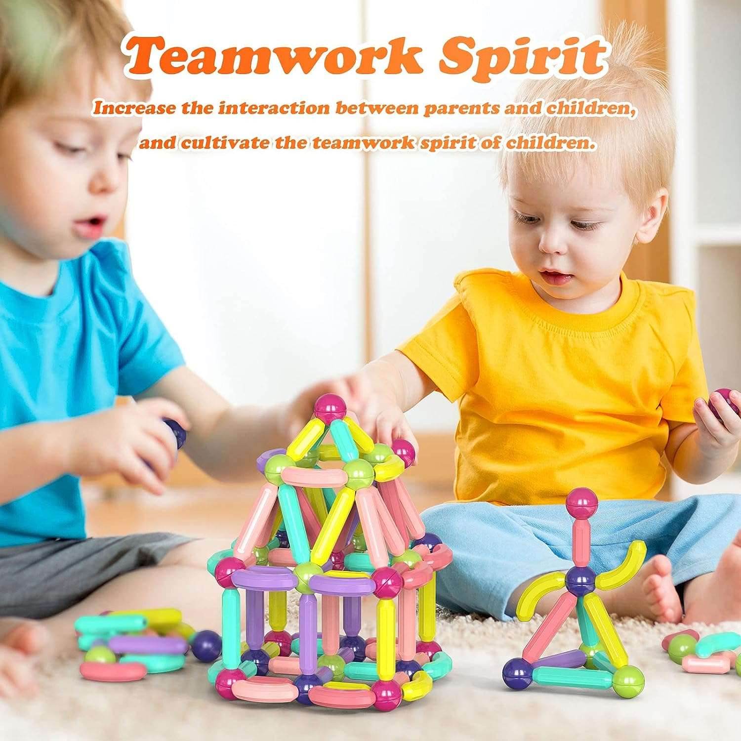 Little Gigglers World Magnetic Building Blocks | Educational STEM Toy Set for Kids | Safe, Non-Toxic Magnetic Construction Tiles