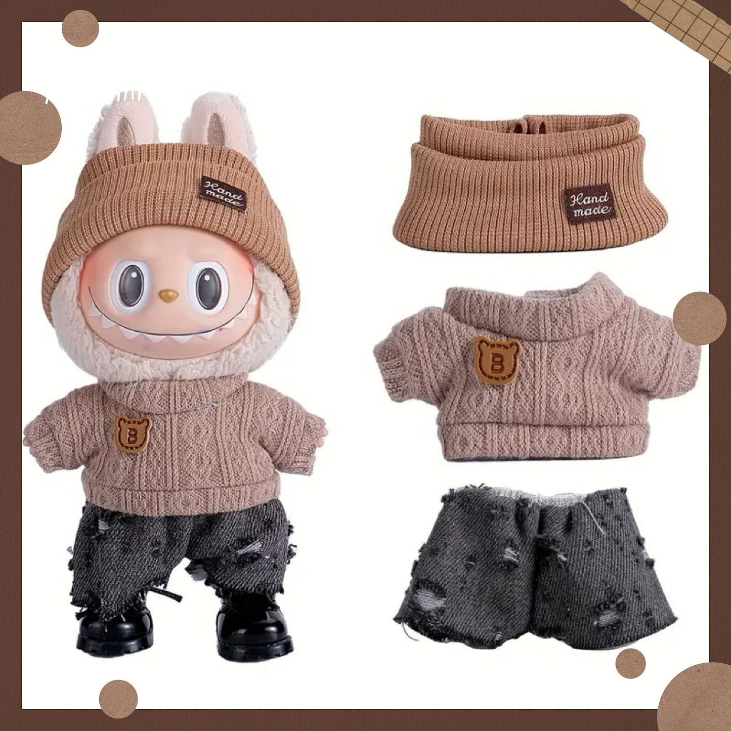 Little Girl Playing with 17cm Doll in Cute Dress and Headband