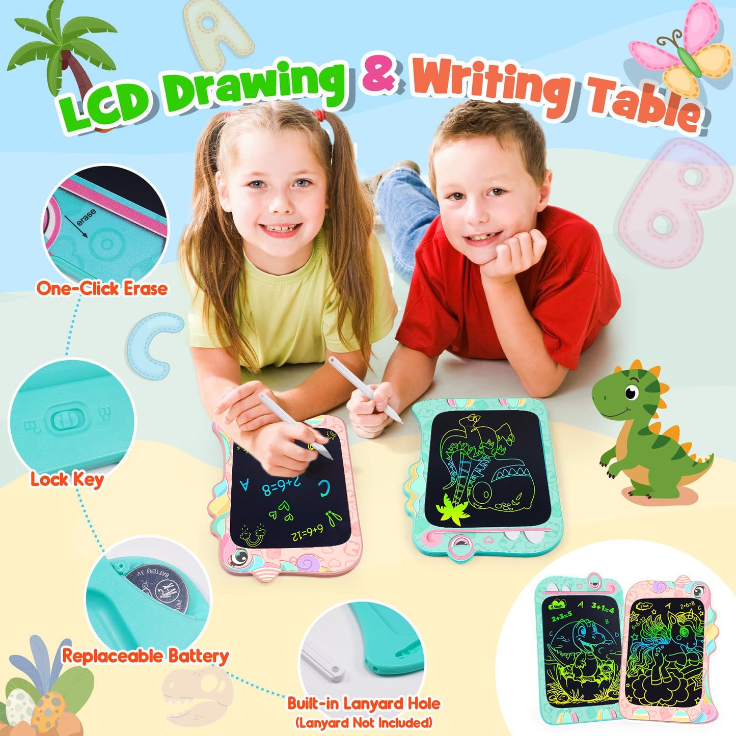 Reusable Electronic Drawing Board for Kids – Pink LCD Writing Tablet 10 Inch
