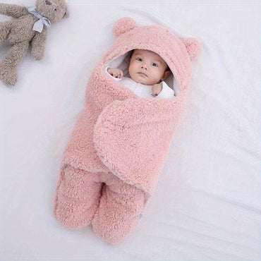 Warm Baby Sleeping Bag with Bear Design – Soft Cotton Adjustable Swaddle Sack