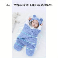 Winter Baby Sleep Sack – Plush Bear Swaddle Wrap for Newborns (0–10 Months)