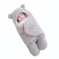 Winter Baby Sleep Sack – Plush Bear Swaddle Wrap for Newborns (0–10 Months) | Breathable Cotton & Adjustable Fit