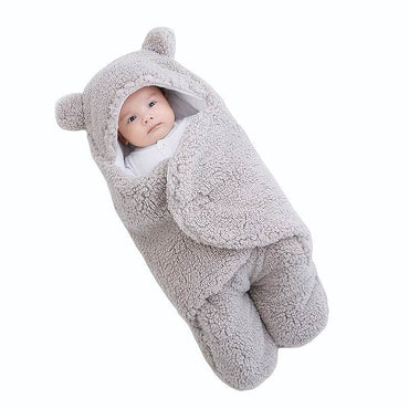 Winter Baby Sleep Sack – Plush Bear Swaddle Wrap for Newborns (0–10 Months) | Breathable Cotton & Adjustable Fit