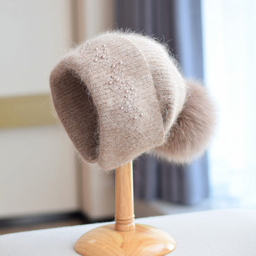 Little Gigglers World Kids Stylish Fox Fur Knitted Hat