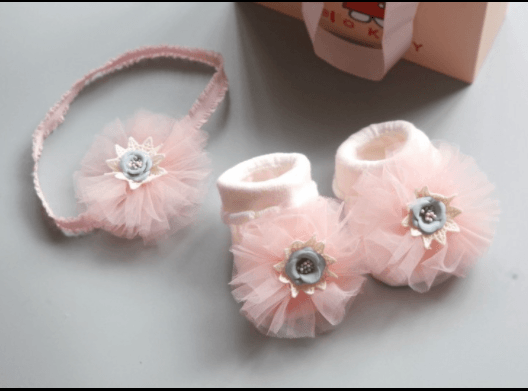 Little Gigglers World Baby Headband Socks Gift Set