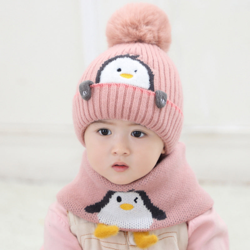 Little Gigglers World Kids Winter Penguin Hat Scarf Set - Little Gigglers World