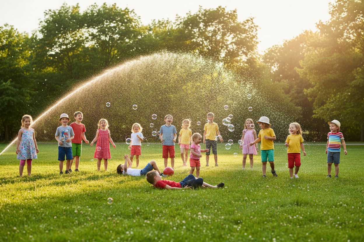 Kids Playing in Summer Park